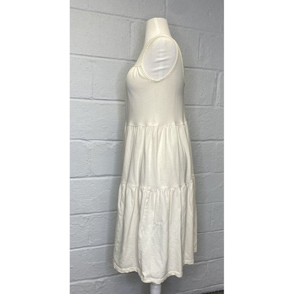 Everlane Womens XS Weekend Dress Ivory Canvas Tiered Sleeveless Cotton Scoop - Picture 5 of 9